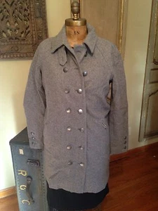 Free People Women's Grey Wool Trench Duster Coat Jacket Size Small Petite - Picture 1 of 5