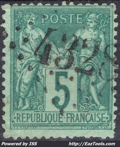 FRANCE SAGE 5c VERT N° 75 AVEC OBLITERATION JOUR DE L'AN GC 4328 A VOIR - Picture 1 of 2