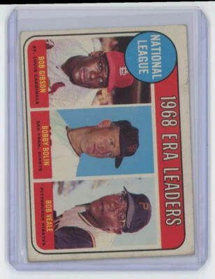 Tarjeta de béisbol 1969 Topps Bob Gibson Bobby Bolin Bob Veale #8 Foto 1 de 2