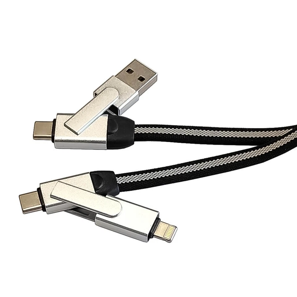 4 in 1 USB Kabel Ladekabel Datenkabel USB C 2x USB-C 8 PIN Stecker 0,5 m Nylon - Bild 1 von 1