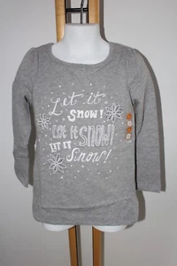 Cozy Ski Lodge Girls Gymboree Gray Let it Snow Shirt Top Size 4 NEW NWT - Picture 1 of 3