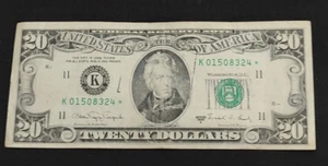 Small Face Star 1988 A 20 Dollar Bill US Ink Smear Dallas Federal Reserve Note - Picture 1 of 5