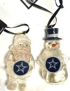 2 Dallas Cowboys Christmas Ornament (s) LED Light Up NFL Football Evergreen 3”