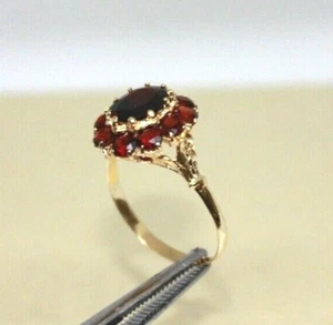 ESTATE HANDCRAFTED GARNET RING 18K YELLOW GOLD SIZE 10.5 WOMEN'S 4GR - Picture 1 of 10