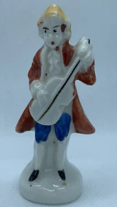 Vintage Occupied Japan Ceramic Colonial Musician Man Figurine Playing Instrument - Picture 1 of 12
