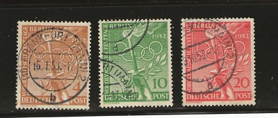 Germany Scott #9N81-#9N83 used 1952 Berlin Olympics Festival Day set nice cancel - Image 1 of 2