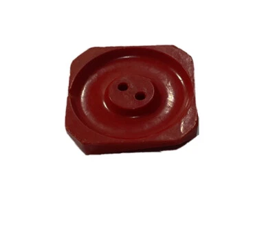 Cherry Red Geometric Pattern Square Bakelite Button 1" - Image 1 of 4