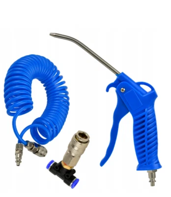 GEKO Kit Pistola Aria Compressa Con Tubo Spiralato 5 Metri e Innesto Rapido