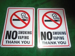 (Set of 2) No Smoking or Vaping thank you Sign - 10" x 7" - Durable PLASTIC - Picture 1 of 3