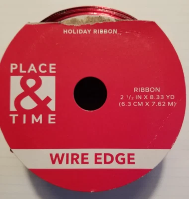 Red Ribbon Wire Edge 2.5" W X 8.33 Yards Satin Look Holiday Crafts Decoration ++ - Image 1 of 3