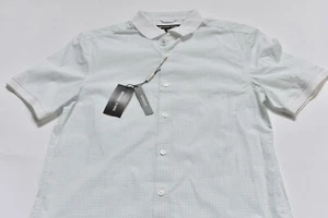 michael kors men's short sleeve checkered contrast button up shirt size s green - Picture 1 of 3