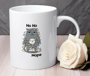 Grumpy Cat Novelty Mug Gift Coffee Cup Christmas Ho Ho Nope - Picture 1 of 6