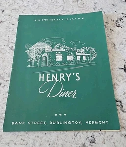 Vintage 1950s Henry's Diner Menu Burlington, Vermont 8" X 10" - Picture 1 of 5