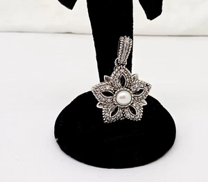 JUDITH RIPKA STERLINGSILBER SOLITÄR PERLE & CZ STERNFORM HALSKETTE VERBESSERER - Bild 1 von 9