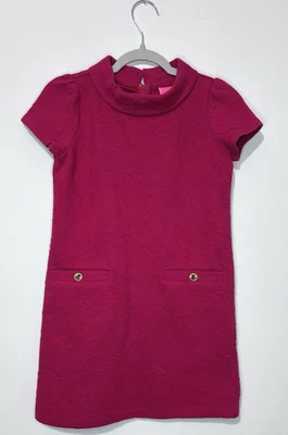 Lilly Pulitzer Girls Mini Daisee Dress M Raspberry Short Sleeve High Neck Zip - Image 1 of 4