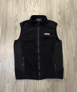 Vineyard Vines Herren Tech Fleece Hafen Weste schwarz durchgehender Reißverschluss Größe Medium - Bild 1 von 8