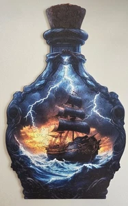 Stormy Night Ship In A Bottle Wooden Jigsaw  Puzzle 167 Pieces Large Size - Picture 1 of 2