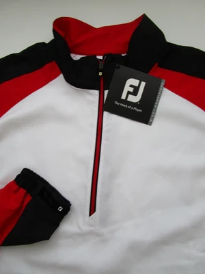 Mens XL FootJoy Sport Windshirt 1/2 zip pullover white black red - Image 1 of 4