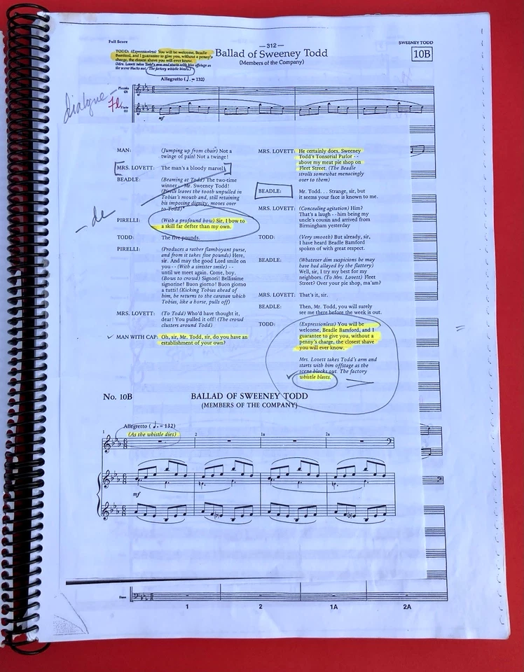 Stephen Sondheim Sweeney Todd Conductor Copy 2017 New Orleans Opera Production - Image 1 of 4