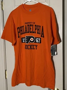 Property Of Philadelphia Flyers NHL Hockey orangefarbenes T-Shirt Large neu mit Etikett - Bild 1 von 3
