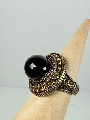 Heidi Daus FAB Black Onyx Glass & Crystal Designer Ring, Size 7 - Image 1 of 4