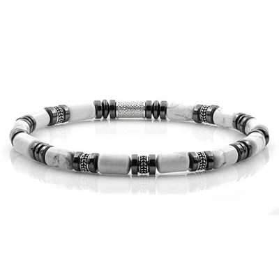 Perlenarmband White Turquoise Perlen 6mm 925 Sterling Silber Damen Herren - Bild 1 von 3