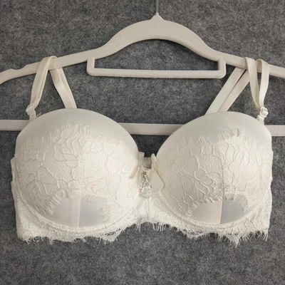 Honey Birdette Bra Womens Size 10C White Lace Push Up Beaded Lingerie - image 1 of 4