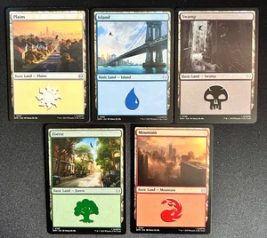 MTG Marvel's Spider-Man SPM - Basic Land Set (5 Cards) Near Mint - Picture 1 of 2