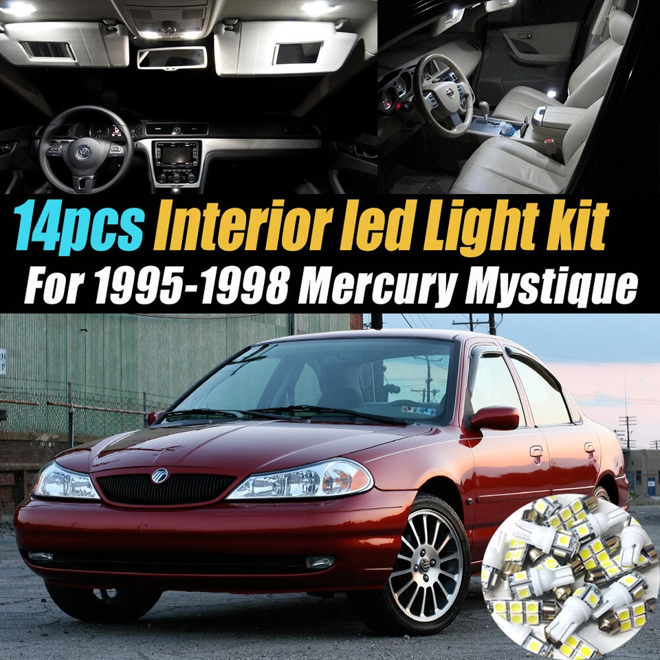 Kit de bombillas LED interiores de coche súper blancas de 14 piezas para Mercury Mystique 1995-1998 Foto 1 de 4