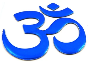 Aum Om Yoga BLUE decal emblem 3D sticker for car bike 2.5" flexible - Foto 1 di 1