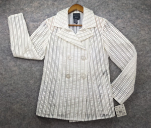 Doncaster Collection Blazer Women's  Size 4 Ivory Silver Shimmer NWT MSRP $565