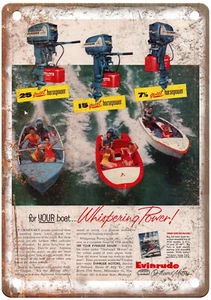 Vintage Ad 1954 EVINRUDE OUTBOARD Motor Reproduction Metal Sign L160 - Picture 1 of 1