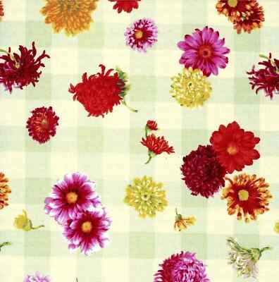Tela Northcott Flor del Mes CRISANTEMO Nov Cuadros Por FQ - 1/4 YD Foto 1 de 4