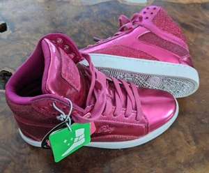 Pasty Pop Top Pink Glitter High Top Girls Sneakers Size 2 - Picture 1 of 10