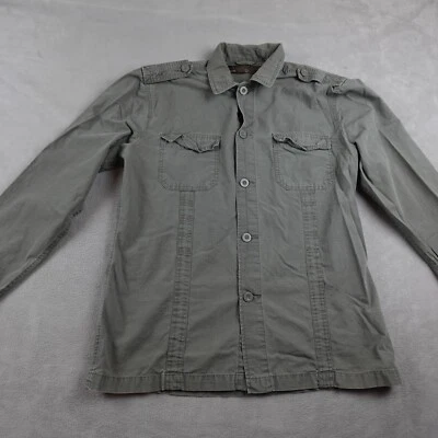 Camisa Point Zero Abotonada Para Hombre L Verde Doble Pecho Bolsillos Estilo Militar Foto 1 de 4