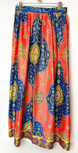 VTG Long Maxi Skirt Abstract Geometric Colorful Print XS/SM Red Yellow Blue EUC - Picture 1 of 10