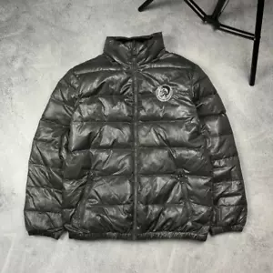 90`s Rare Diesel Big PUNK logo Outdoor faded Puffer Down gray jacket size S - Picture 1 of 18