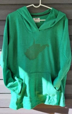 Embroidered sketch West Virginia home lightweight hoodie - WOMEN's FITTED sz L - Image 1 of 2