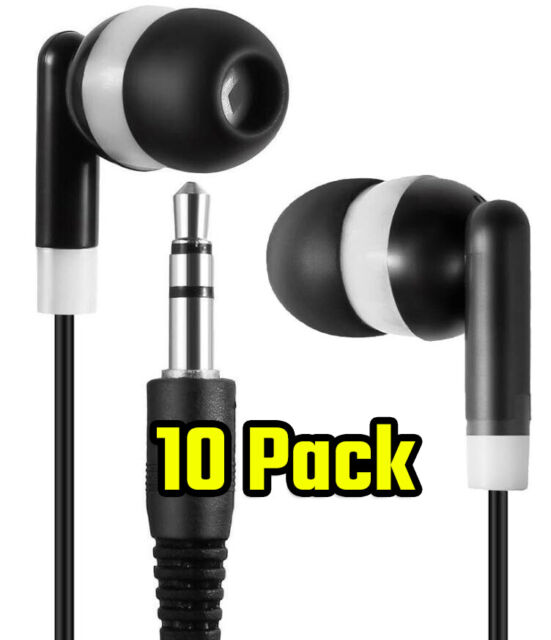 10 Pack Multi Color Earbuds Headphones - School / Library / Bulk Office  Supplies Wholesale In-Ear Stereo Earbuds for Kids, Adults - Individually  Bagged Gift - 3.5 mm Plug 