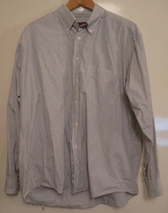 Herren Hemd Langarm Abercrombi & Fitch 43 44 XL Schwarz Weiß Gestreift 100 % BW - Bild 1 von 4