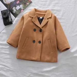 Spring Boys Jackets Child Girl Woolen Baby Coat Kids Outerwear Winter Overcoat - Picture 1 of 24
