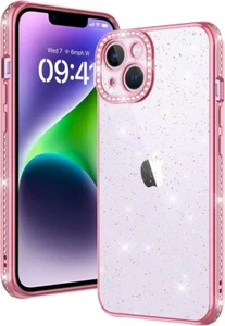 Oleevee Case for Iphone 14 Glitter 6.1 Clear Pink Diamond Camera Cover FREE SHIP - Picture 1 of 6