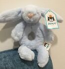 Jellycat Blue Bashful Bunny plush baby ring circle rattle stuffed soft toy 7"