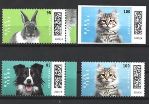 Germany 2023, 2024, 2025 Domestic Animals, Cat, Rabbit, Dog Four MNH Stamps - Picture 1 of 1
