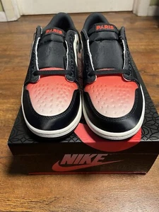 Size 7.5- Paris Saint-Germain x Air Jordan 1 Retro OG Low Sail Pink Oxford - Picture 1 of 6