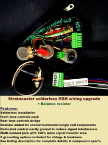 Stratocaster Solderless HSH Wiring Upgrade/Resistor added for HB/SC Combo - Picture 1 of 8
