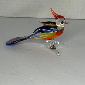 Vintage Miniatur Vogel Tier mundgeblasene Kunst Glas Figur mehrfarbig 4,5" lang - Bild 1 von 5