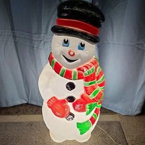 Snowman Vintage Blow Mold 37.5" Lighted by Grand Venture - Picture 1 of 9
