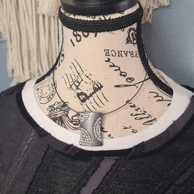 Lia Sophia "Pop Art" Geometric Gunmetal/Hematite & Cut Crystal Wire Necklace 16" - Image 1 of 4