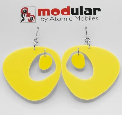 Pendientes Googie Amarillo Sol - Joyería de Moda Moderna Mediados de Siglo Foto 1 de 4